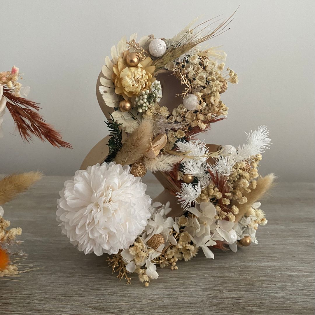 Lettres ou Chiffres en Fleurs Séchées